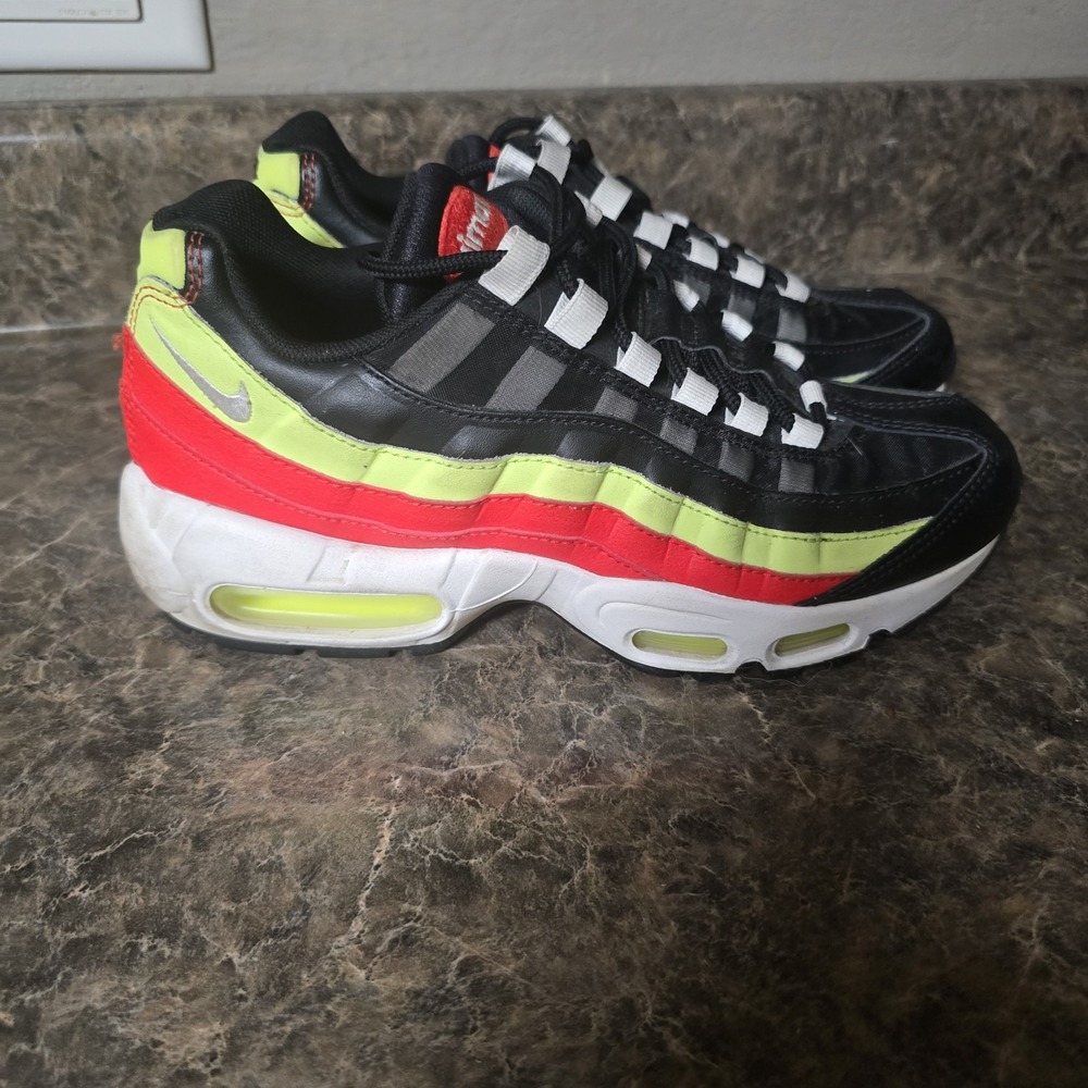 Nike Air Max 95-Black/Volt/Habanero Red- Running Shoes-307960-019-Women's Size 8
